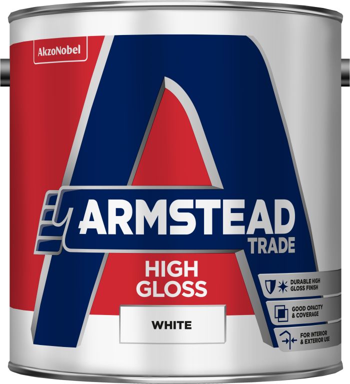 Armstead Trade High Gloss White 2.5L solvent-based paint