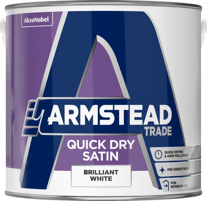 Armstead Trade Quick Dry Satin Brilliant White 2.5L interior wood and metal paint