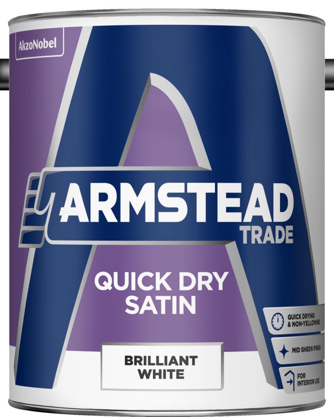 Armstead Trade Quick Dry Satin paint in Brilliant White, 5L