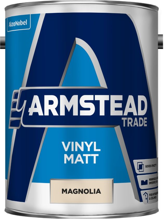 Armstead Trade Vinyl Matt Emulsion Magnolia 5L water-based trade paint