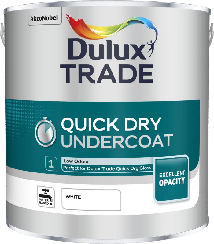 Dulux Trade Quick Dry Undercoat in White 2.5L matt finish water-based interior paint
