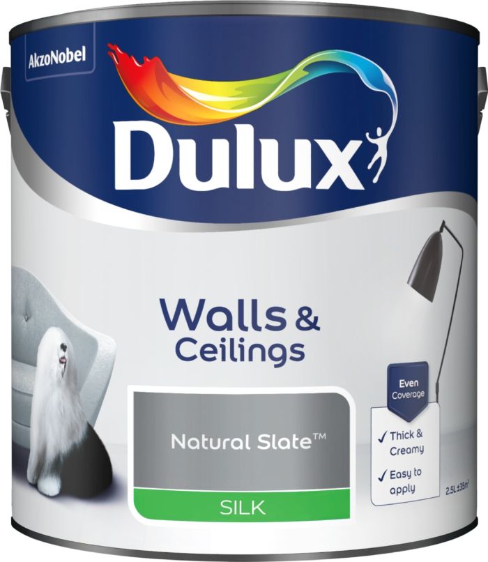 Dulux Natural Slate 2.5L Silk Emulsion Paint tin