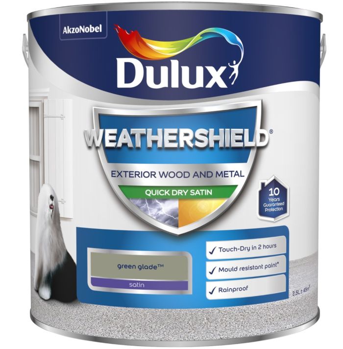 Dulux Weathershield Exterior Quick Dry Satin Paint in Green Glade, 2.5L