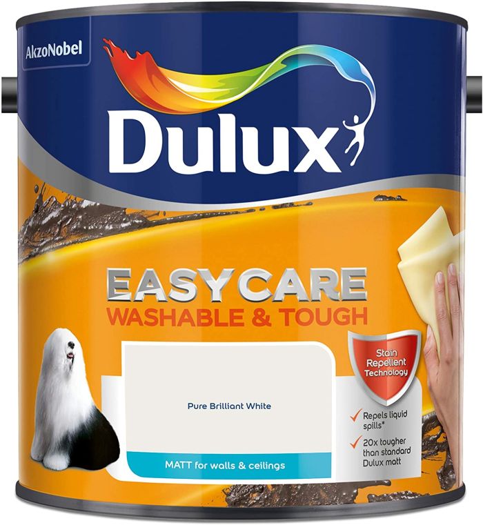 Dulux Easycare Washable & Tough Matt Emulsion Pure Brilliant White 2.5L paint
