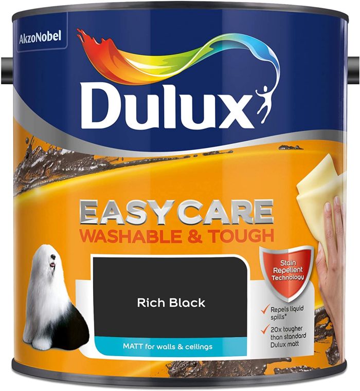 Dulux Easycare Washable and Tough Matt Emulsion Rich Black 2.5L tin