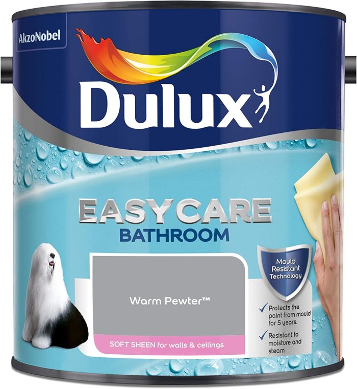 Dulux Easycare Bathroom Soft Sheen Emulsion Paint in Warm Pewter, 2.5L
