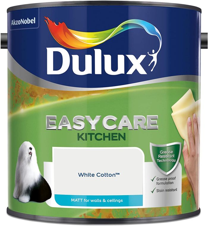 Dulux Easycare Kitchen Matt Emulsion Paint White Cotton 2.5L
