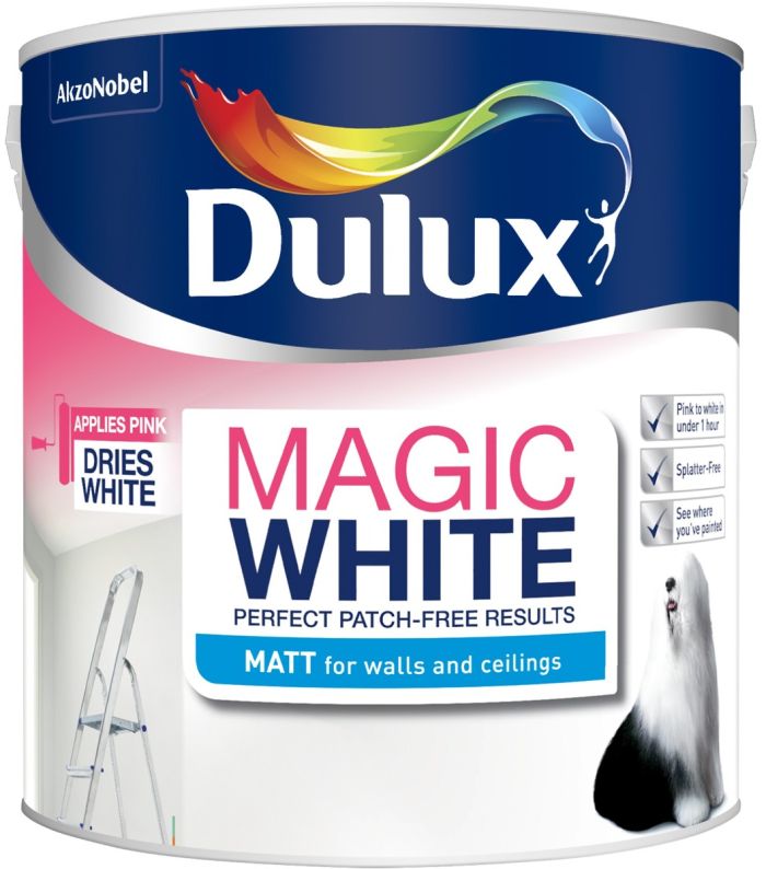 Dulux Magic White Matt Emulsion Paint in Pure Brilliant White, 2.5L