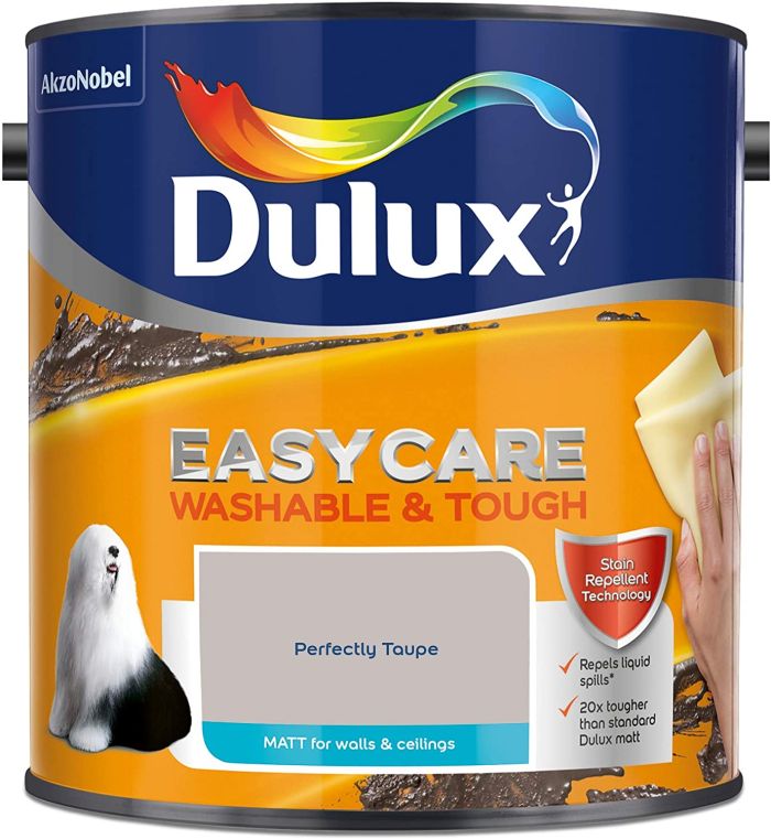 Dulux Easycare Washable and Tough Matt Emulsion Perfectly Taupe 2.5L interior paint tin