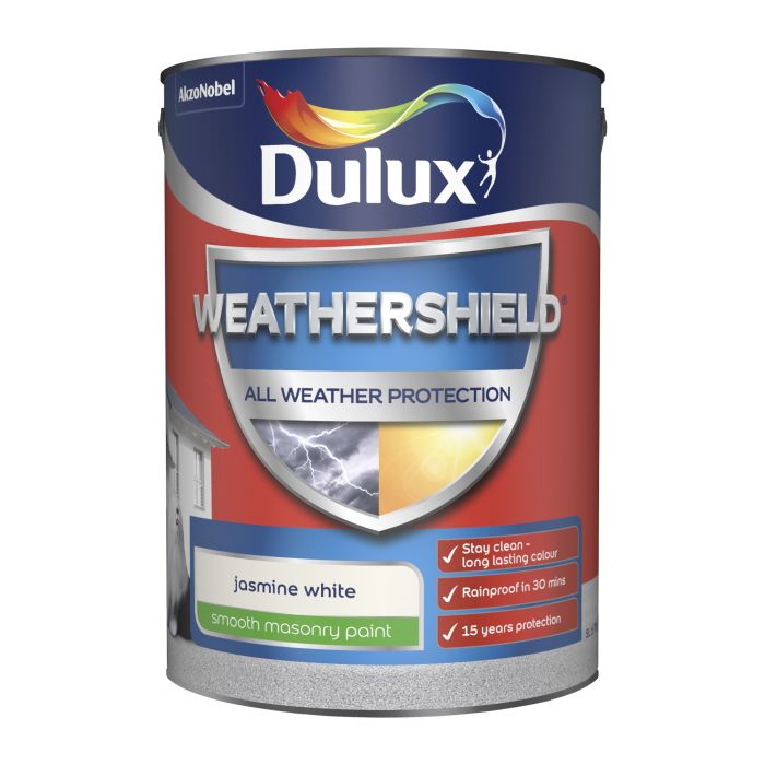 Dulux Weathershield Smooth Masonry Paint in Jasmine White, 5L