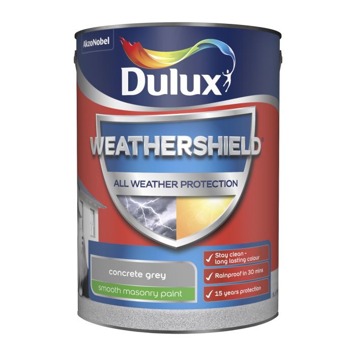Dulux Weathershield Smooth Masonry Paint in Concrete Grey, 5L tin