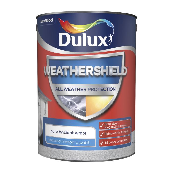 Dulux Weathershield Textured Masonry Paint in Pure Brilliant White, 5L