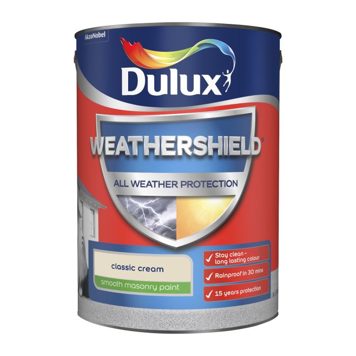 Dulux Weathershield Smooth Masonry Paint in Classic Cream, 5L