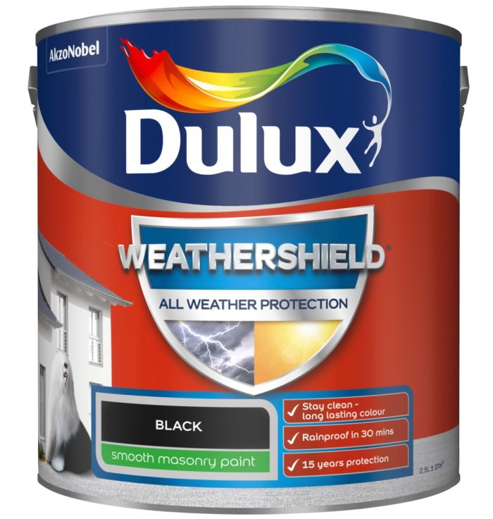 Dulux Weathershield Smooth Masonry Paint, 2.5L in black