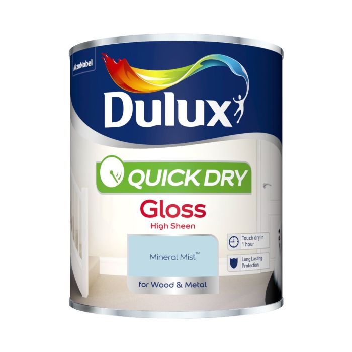 Dulux Quick Dry Gloss Paint Mineral Mist 750ml interior wood and metal paint