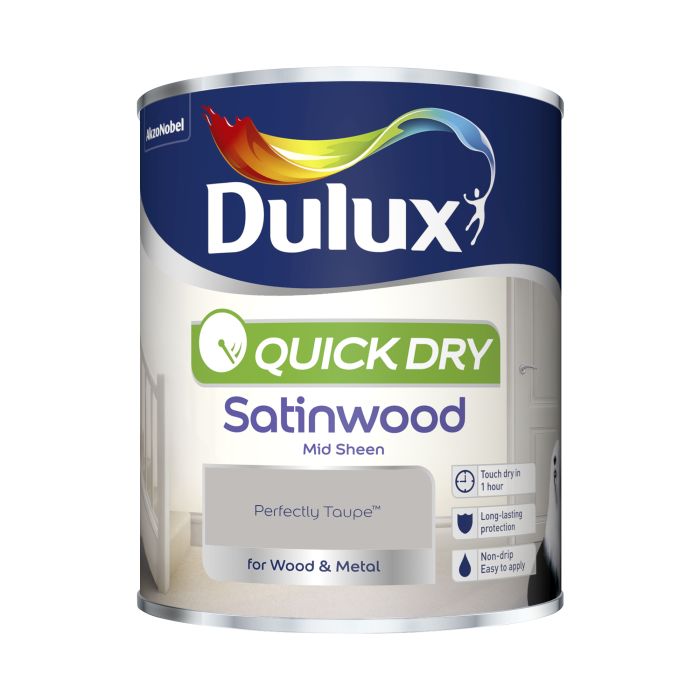 Dulux Quick Dry Satinwood Paint in Perfectly Taupe, 750ml