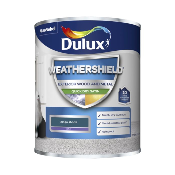 Dulux Weathershield Exterior Quick Dry Satin Paint in Indigo, 750ml