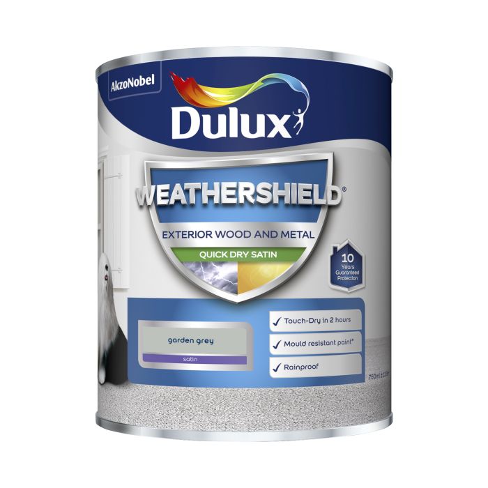 Dulux Weathershield Exterior Quick Dry Satin Paint in Garden Grey, 750ml