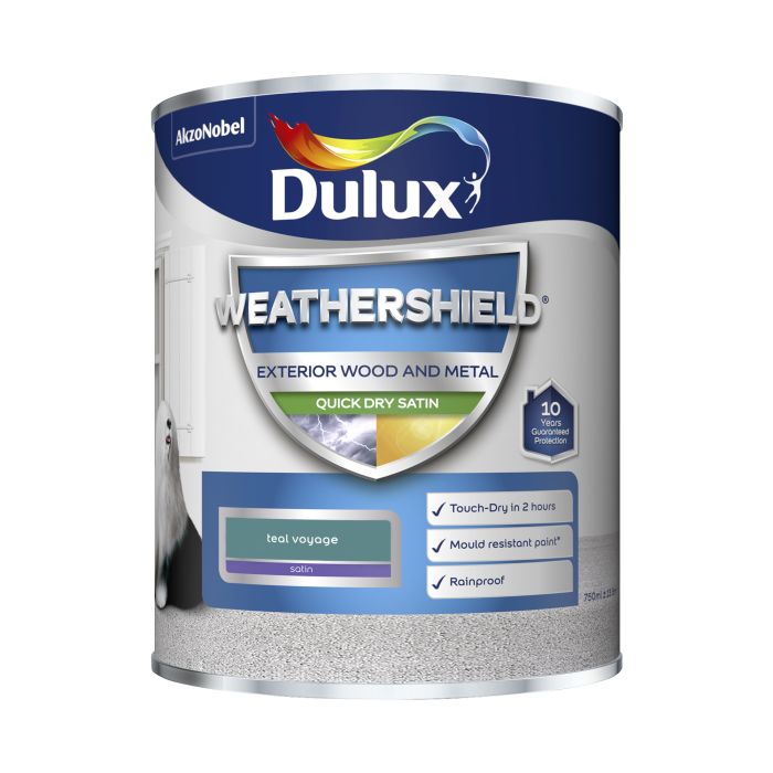 Dulux Weathershield Exterior Quick Dry Satin Paint Teal Voyage 750ml