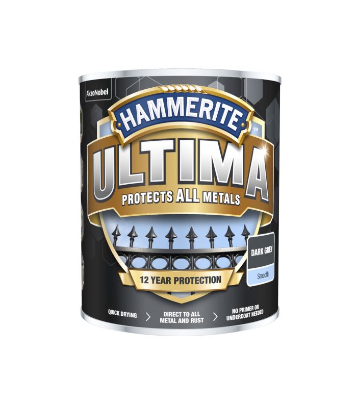 Hammerite Ultima 750ml Smooth Dark Grey metal paint