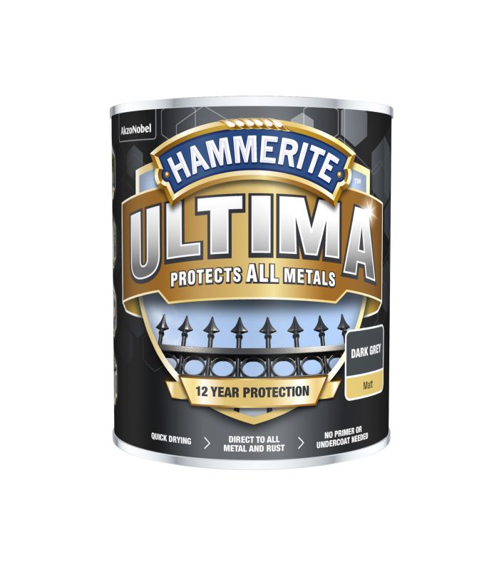Hammerite Ultima 750ml matt dark grey exterior metal paint