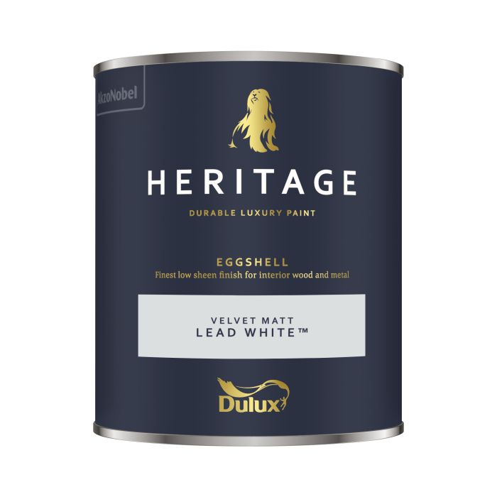 Dulux Heritage Interior Eggshell Lead White 750ml water-based wood and metal paint tin