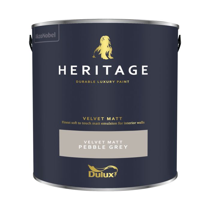 Dulux Heritage Matt Emulsion Pebble Grey 2.5L luxury washable matt interior paint tin
