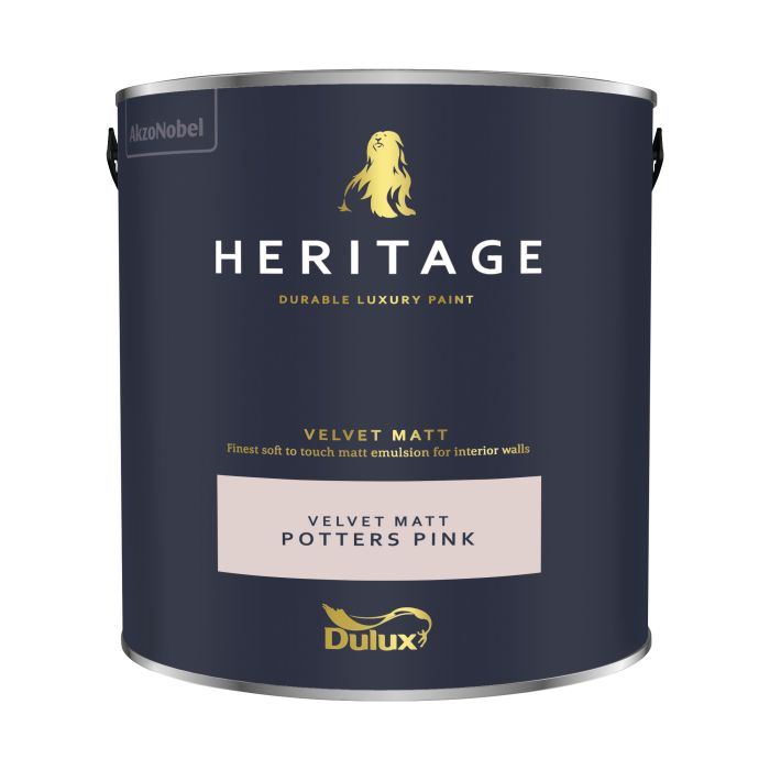 Dulux Heritage Potters Pink 2.5L matt emulsion interior paint tin