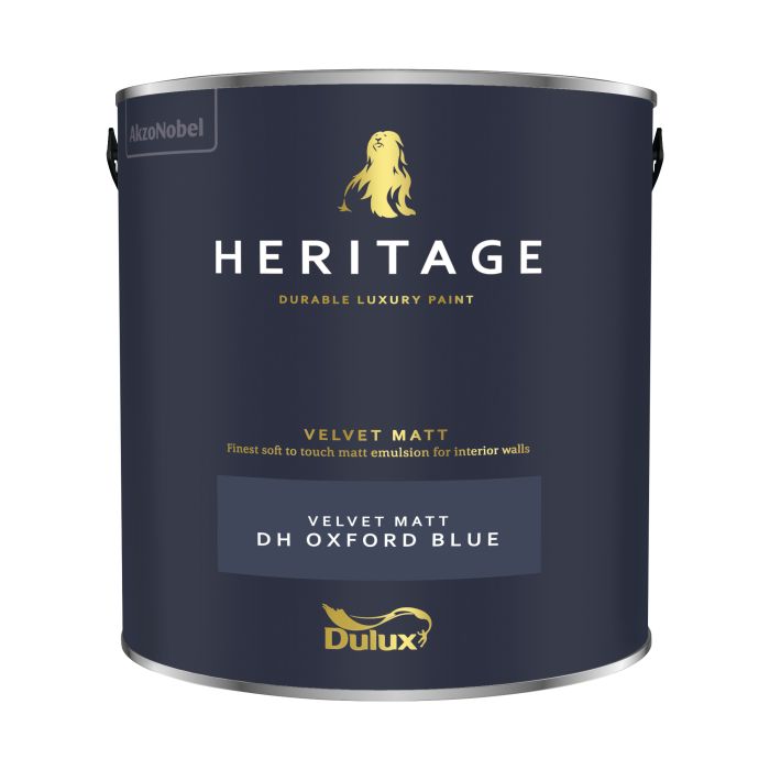 Dulux Heritage Matt Emulsion DH Oxford Blue 2.5L tin of interior paint with a luxury washable matt finish