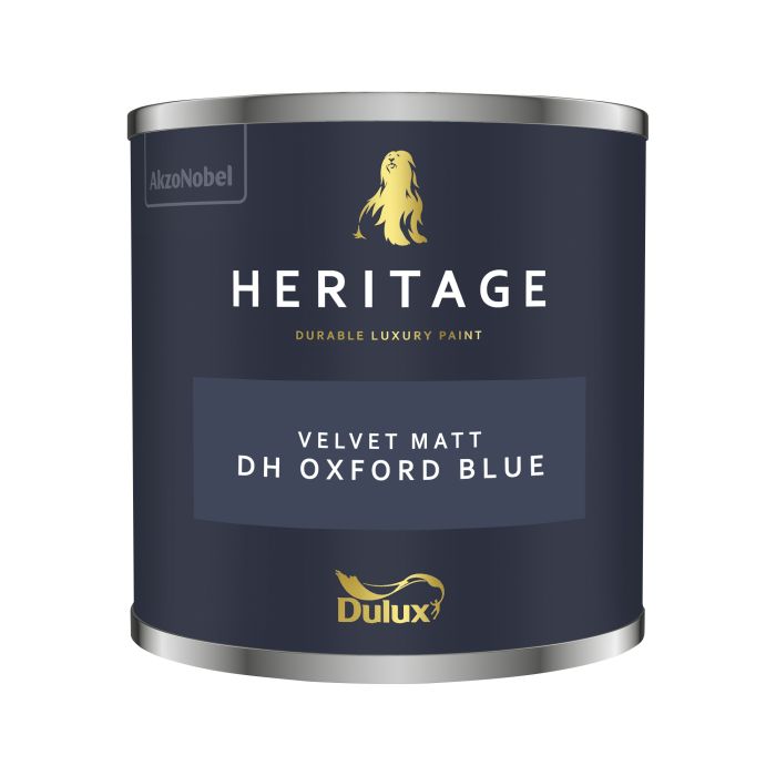 Dulux Heritage 125ml Oxford Blue luxury washable matt emulsion tester pot for interior walls and ceilings