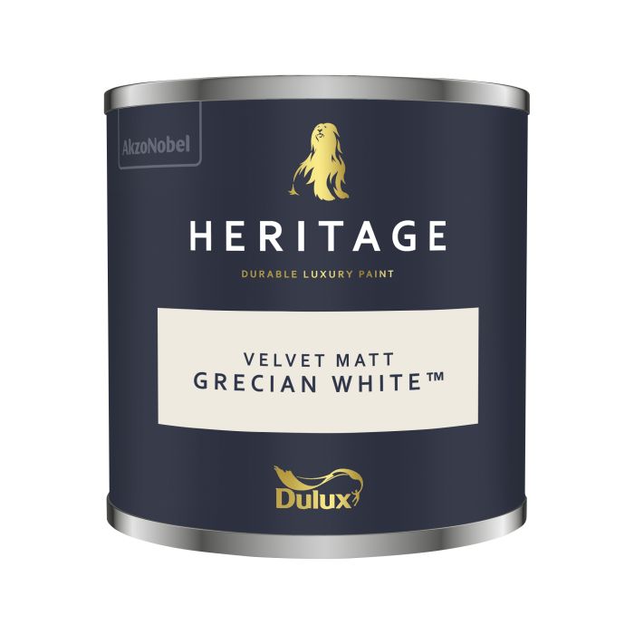 Dulux Heritage Grecian White 125ml interior matt emulsion paint colour tester pot