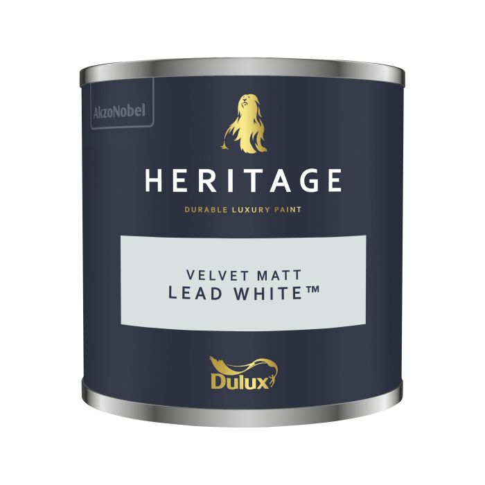 Dulux Heritage Lead White 125ml matt emulsion interior paint colour tester pot