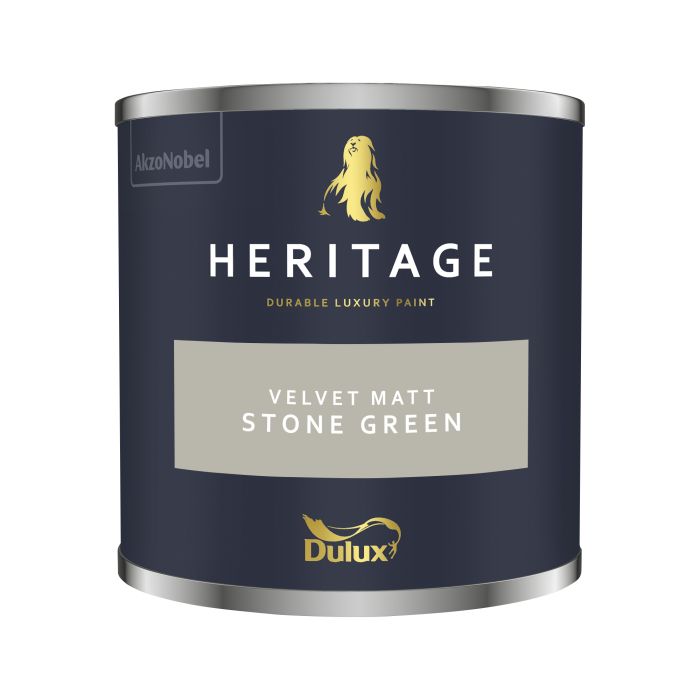 Dulux Heritage Stone Green 125ml interior paint tester pot in washable matt emulsion