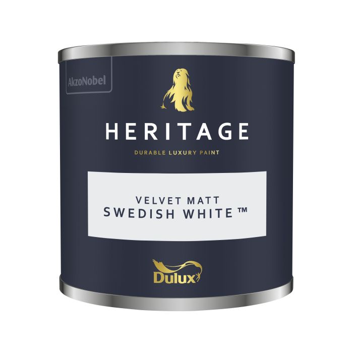 Dulux Heritage 125ml Swedish White matt emulsion interior paint tester pot