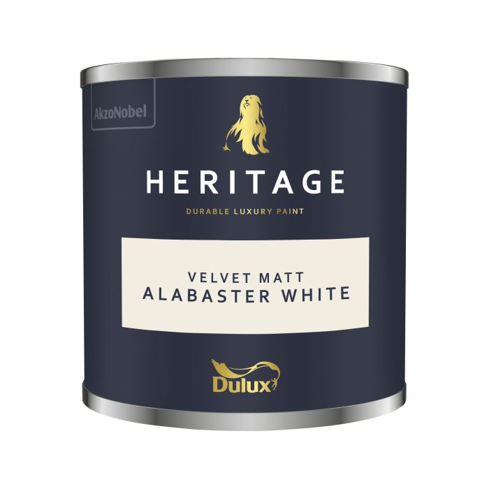 Dulux Heritage 125ml Alabaster White washable matt emulsion interior paint tester pot