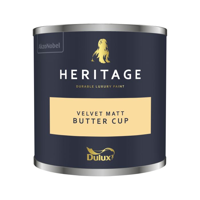Dulux Heritage Butter Cup 125ml interior matt emulsion paint tester pot
