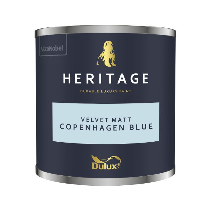 Dulux Heritage 125ml Copenhagen Blue tester pot of luxury washable matt emulsion paint