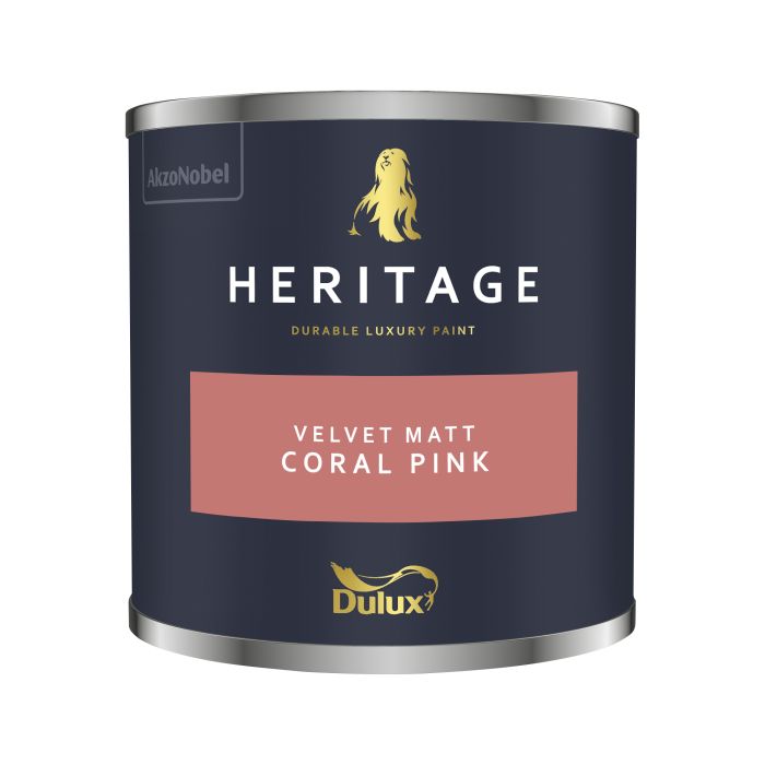 Dulux Heritage Coral Pink 125ml matt emulsion tester pot for interior walls and ceilings