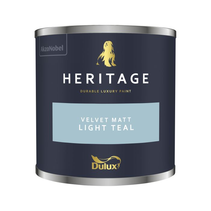 Dulux Heritage 125ml Light Teal tester pot of luxury washable matt emulsion interior paint