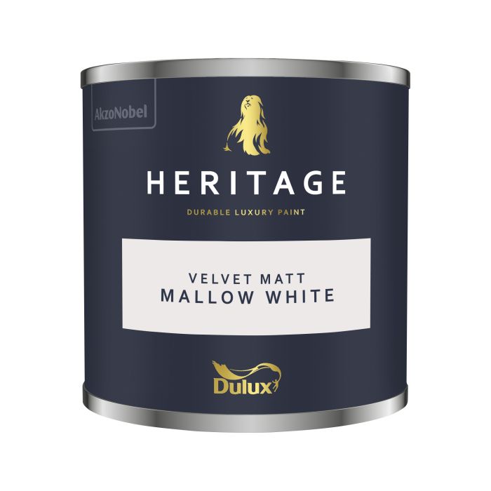 Dulux Heritage Mallow White 125ml interior tester pot of luxury washable matt emulsion