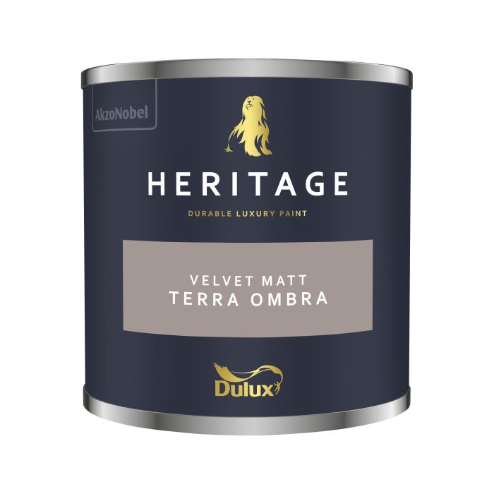 Dulux Heritage Terra Ombra 125ml washable matt emulsion paint tester pot