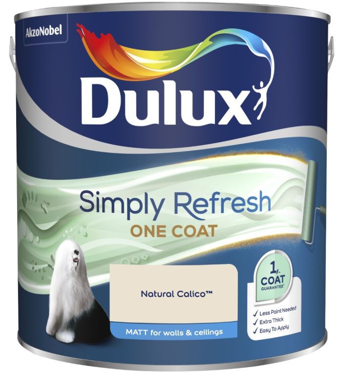 Dulux Simply Refresh One Coat Matt Emulsion Paint in Natural Calico, 2.5L tin