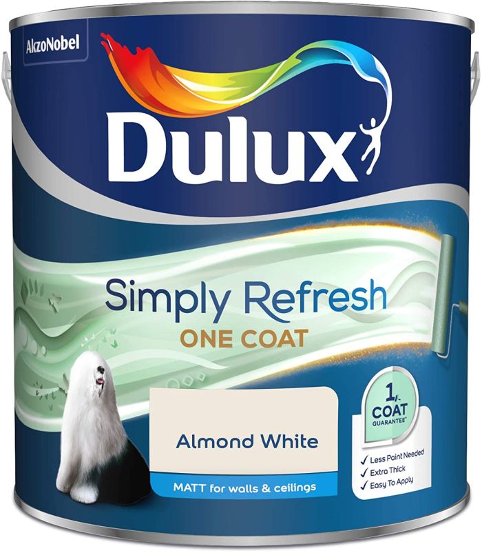 Dulux Simply Refresh One Coat Matt Emulsion Paint, Almond White, 2.5L