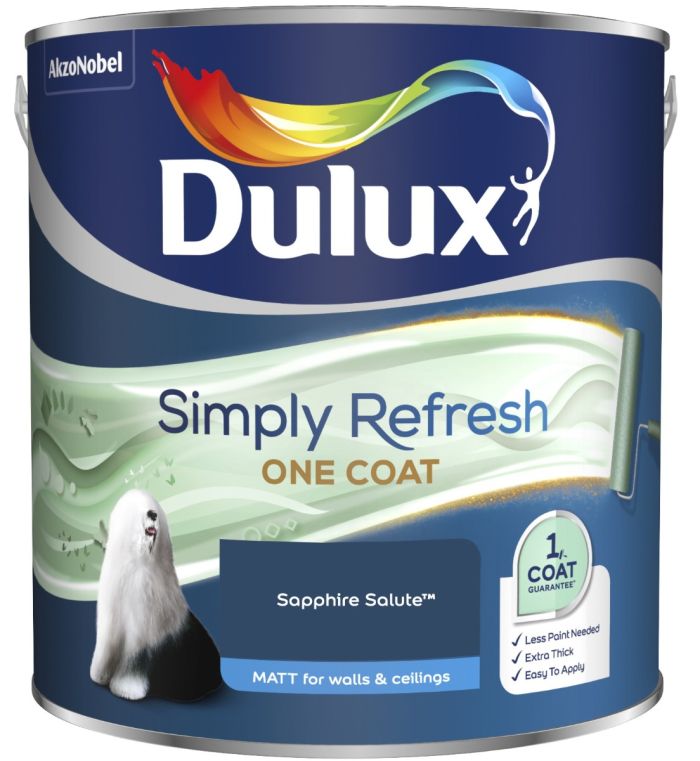 Dulux Simply Refresh One Coat Matt Emulsion Paint in Sapphire Salute, 2.5L