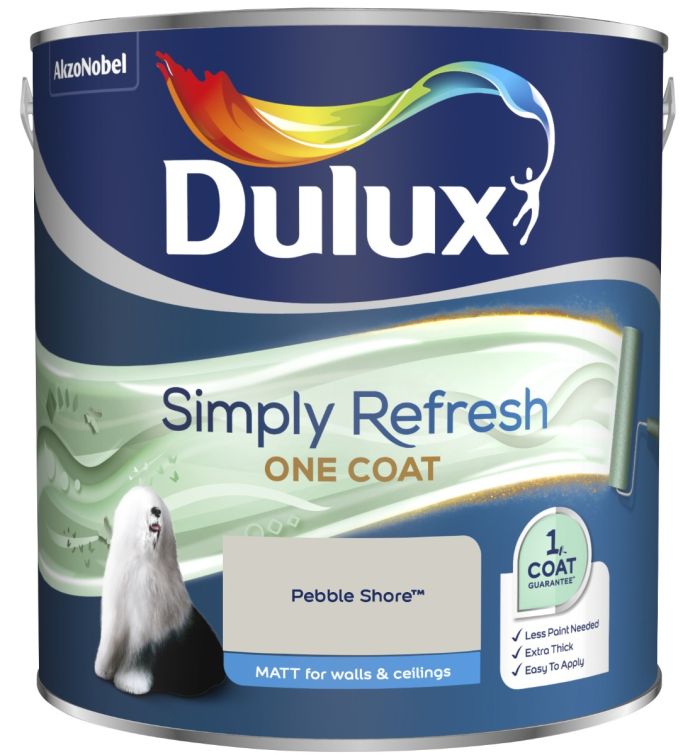 Dulux Simply Refresh One Coat Matt Emulsion Paint in Pebble Shore, 2.5L tin
