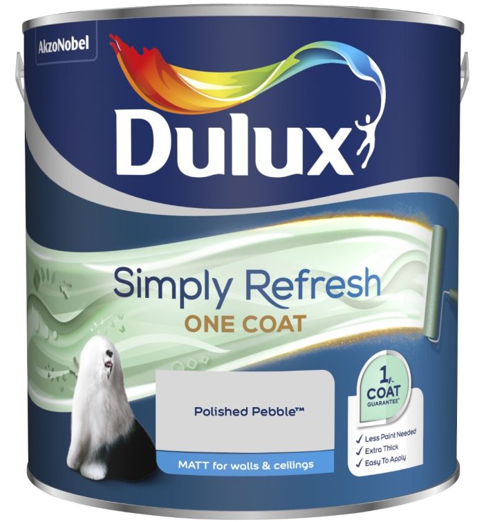 Dulux Simply Refresh One Coat Matt Emulsion Paint in Polished Pebble, 2.5L