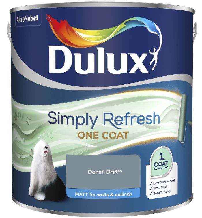 Dulux Simply Refresh One Coat Matt Emulsion Paint in Denim Drift, 2.5L