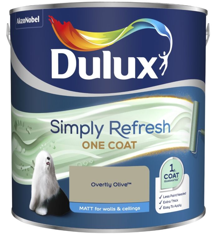 Dulux Simply Refresh One Coat Matt Emulsion Paint Overtly Olive 2.5L