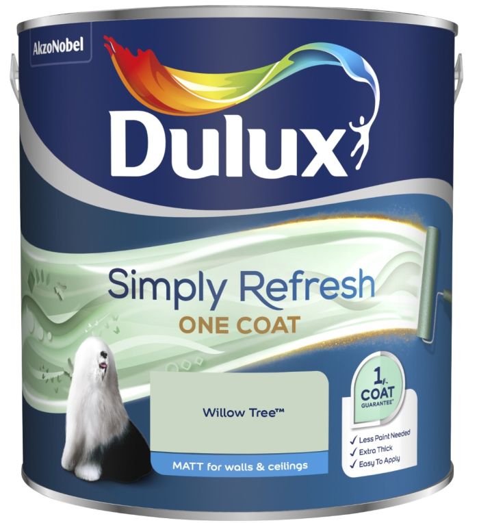 Dulux Simply Refresh One Coat Matt Emulsion Paint in Willow Tree, 2.5L tin