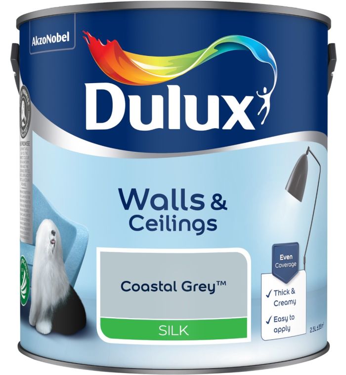 Dulux Coastal Grey 2.5L Silk Emulsion Paint tin